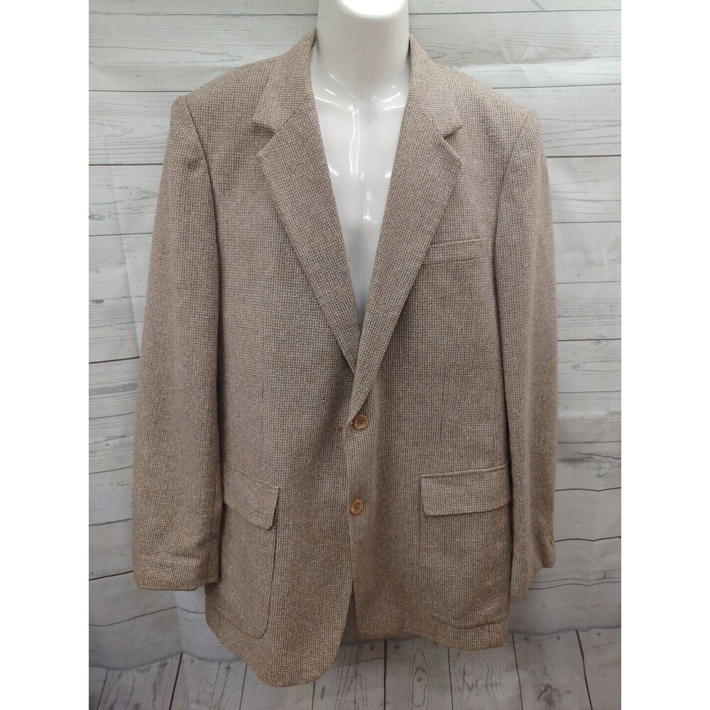 Joe Namath Mens Blazer Jacket Sport Coat Beige Tweed 44 XL